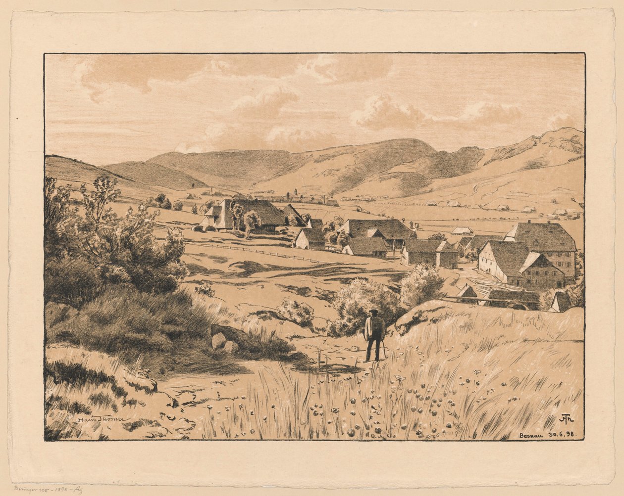 Utsikt over Bernau med en vandrer av Hans Thoma