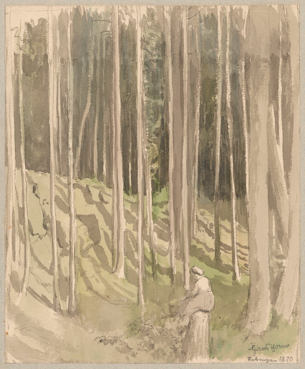 Utsikt over skogen ved Bad Säckingen av Hans Thoma