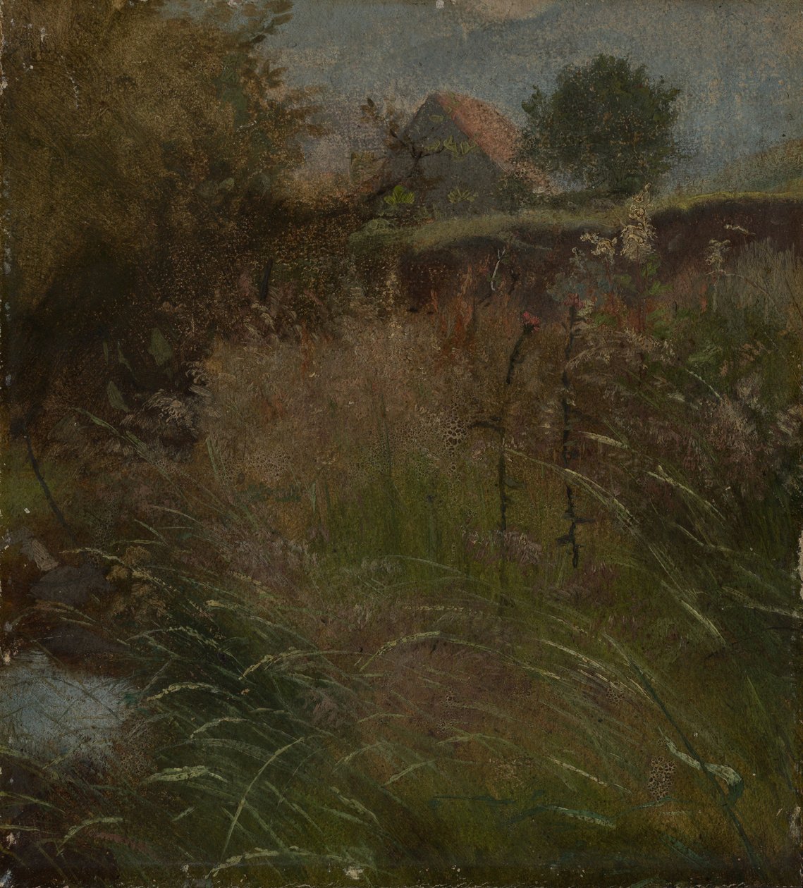 Eng, med en gård i bakgrunnen av Hans Thoma