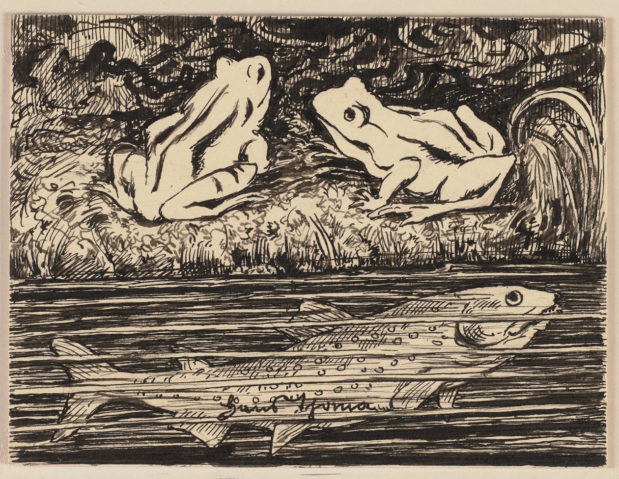 Tegning til en ABC-bok: frosk av Hans Thoma