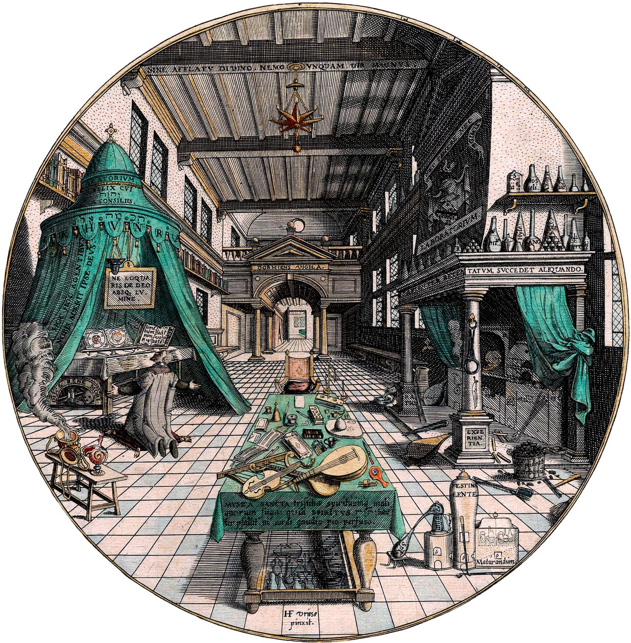 Alkymistens laboratorium, 1595. av Hans Vredeman de Vries