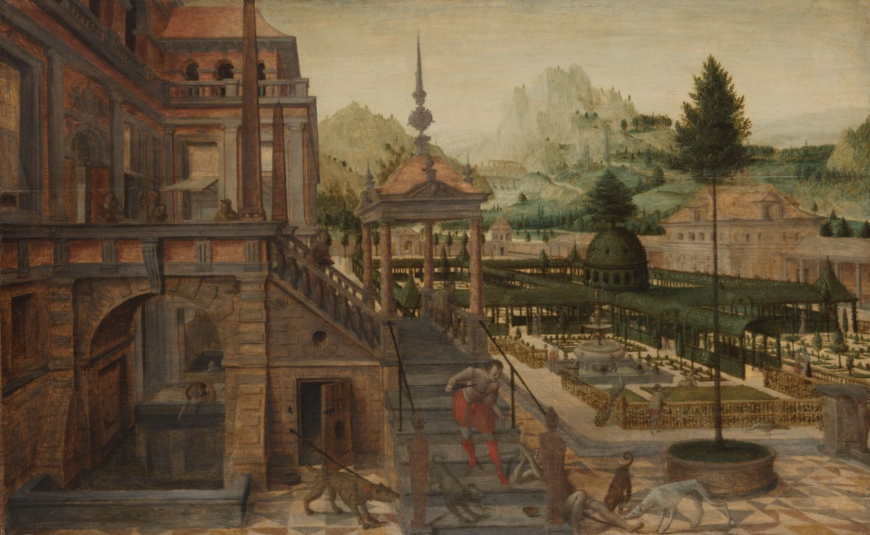 Palace Gardens med stakkars Lasarus i forgrunnen av Hans Vredeman de Vries