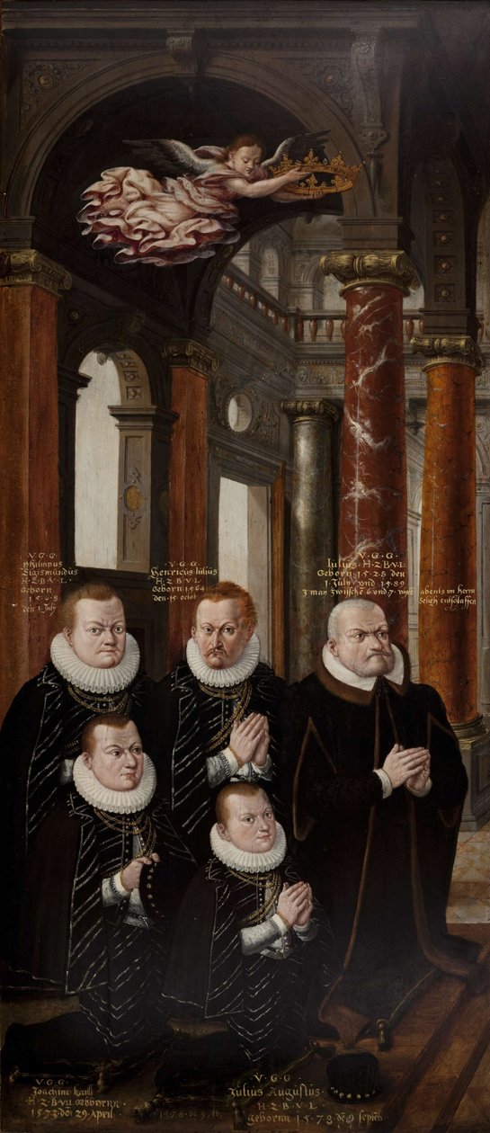 Familien til Julius av Brunswick-Lüneburg og Hedwig av Brandenburg. Vinge av epitafaltertavlen av Hans Vredeman de Vries