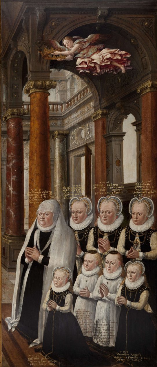 Familien til Julius av Brunswick-Lüneburg og Hedwig av Brandenburg. Vinge av epitafaltertavlen av Hans Vredeman de Vries