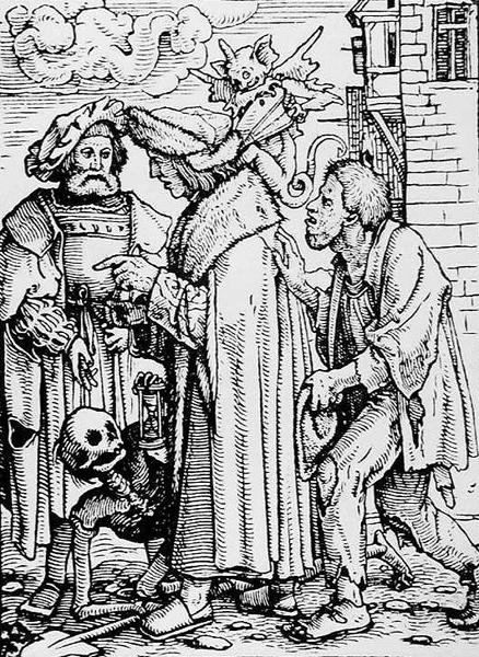 Døden og rådmannen, fra Dødsdansen, gravert av Hans Lutzelburger, ca. 1538 av Hans after Holbein the Younger