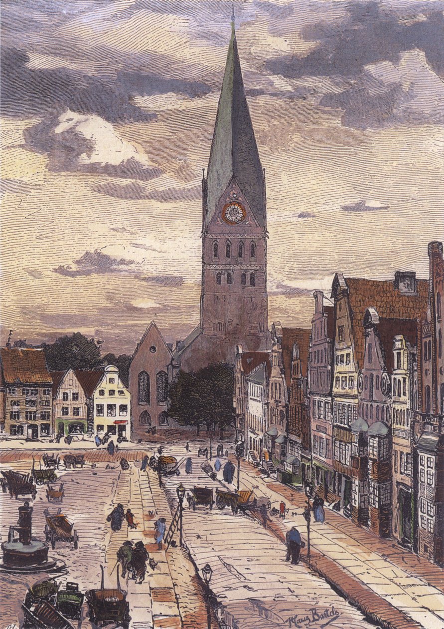 Am Sande (ser østover til tårnet til Johanneskirken) av Hans von Bartels