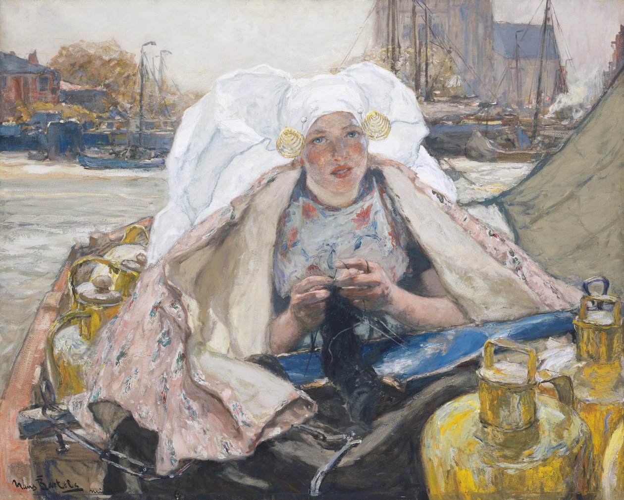 The Milkmaid of Dordrecht, ca. 1900 (olje på lerret) av Hans von Bartels