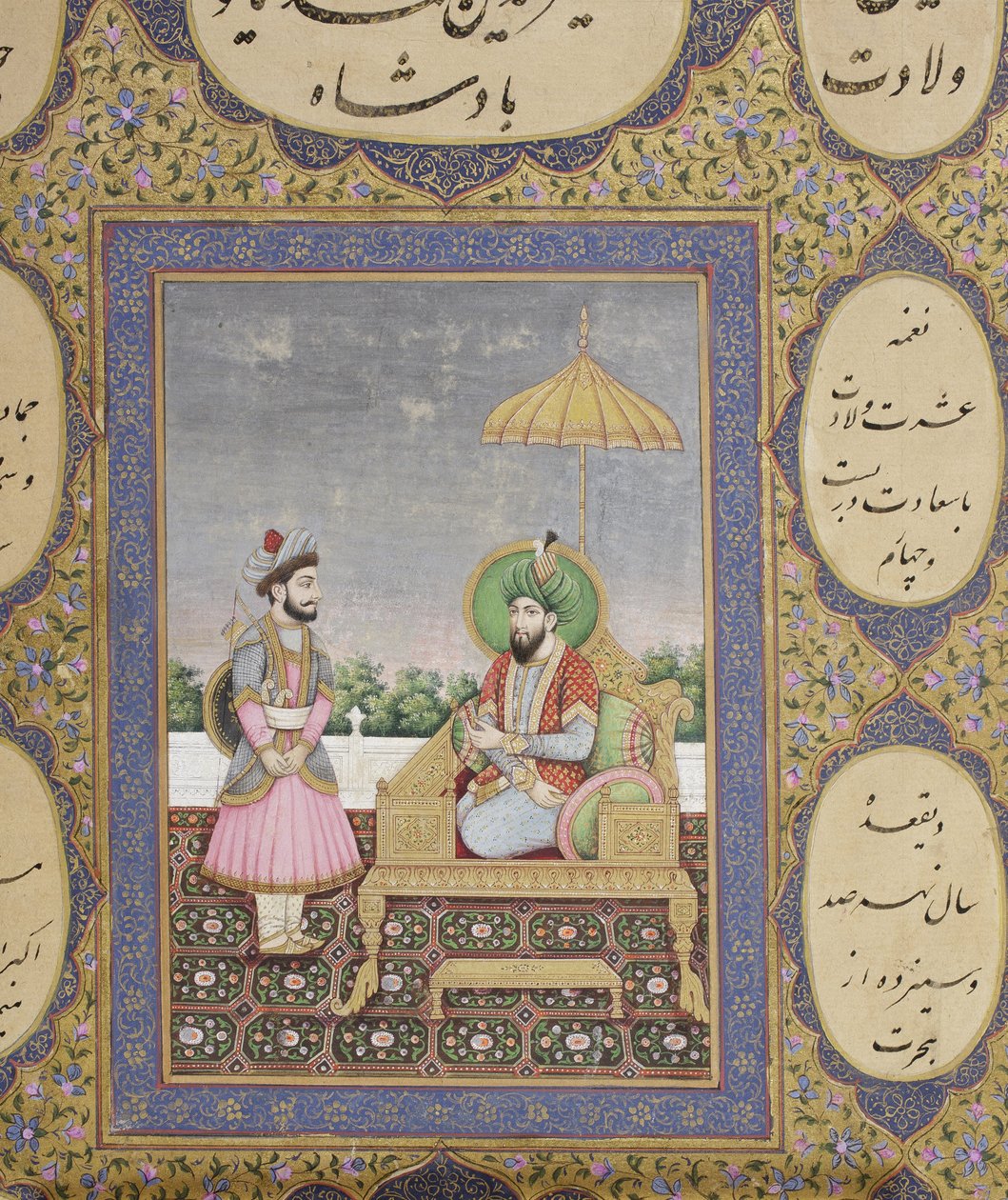 Album med Mughal-dynastisk genealogi, 1855 (ugjennomsiktig wc og gull på papir) av Haqim Ahasan Ullah Khan