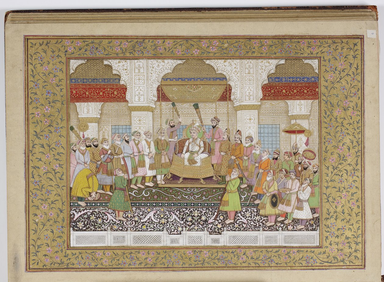 Album med Mughal-dynastisk genealogi, 1855 (ugjennomsiktig wc og gull på papir) av Haqim Ahasan Ullah Khan