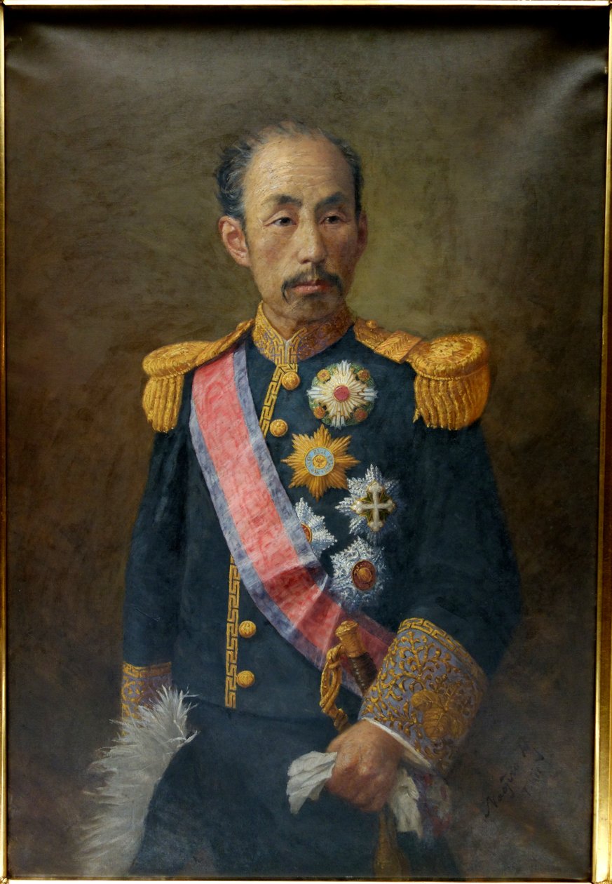 Po RT kommer til støtte Sanetomi (1837-1891) av Harada Naojiro