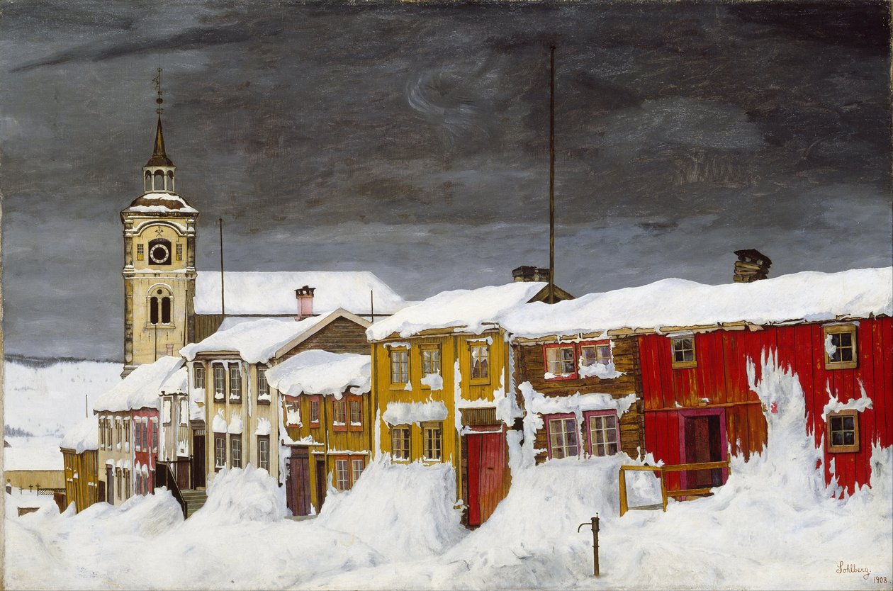 Gaten på Røros om vinteren av Harald Oscar Sohlberg
