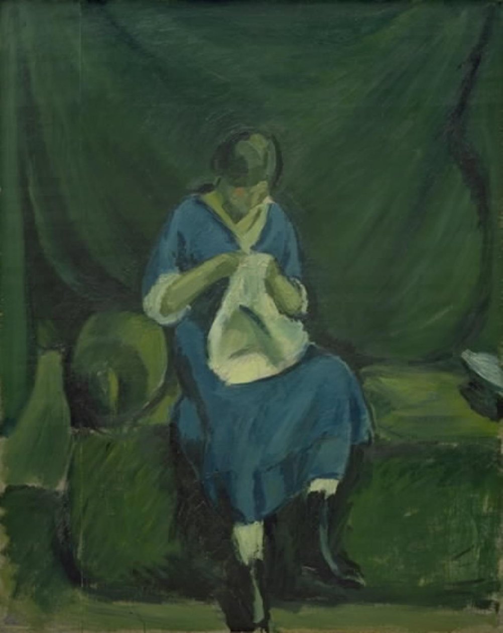 En ung jente som syr av Harald Giersing
