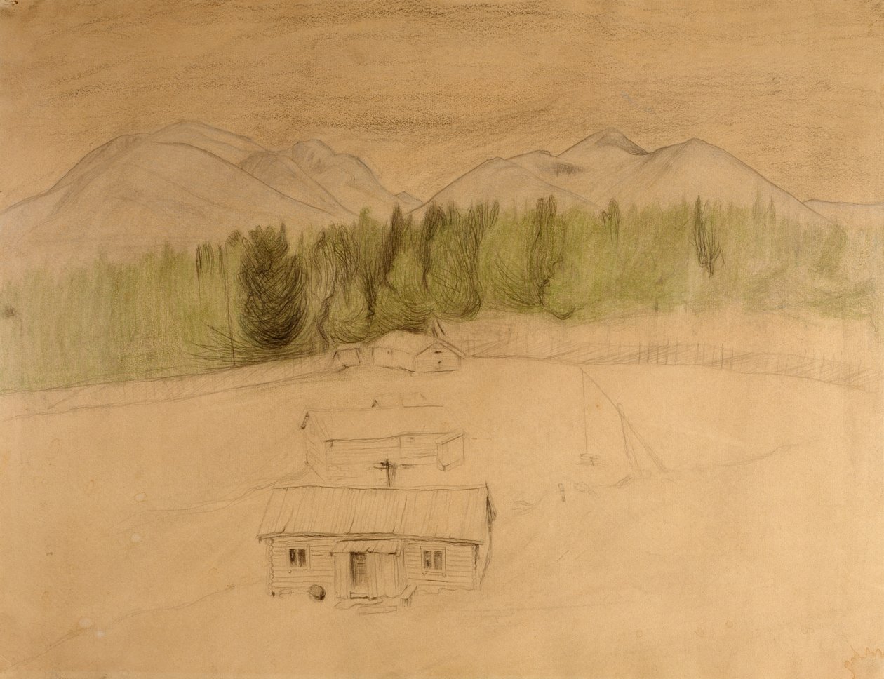 Utkast til "Vinternatt i fjellet" av Harald Oscar Sohlberg