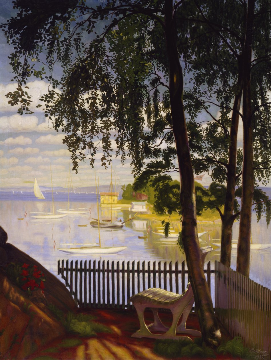 Summer sunday in Nærsnes bay av Harald Oscar Sohlberg
