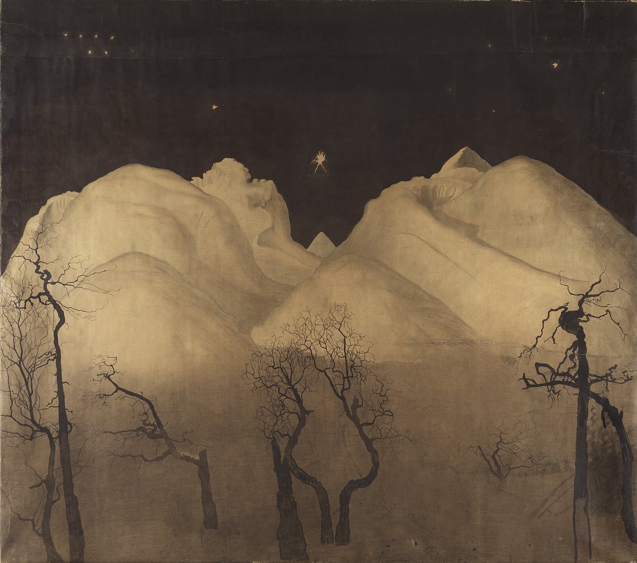 Vinternatt i fjellet. studie, 1902-2 av Harald Oscar Sohlberg