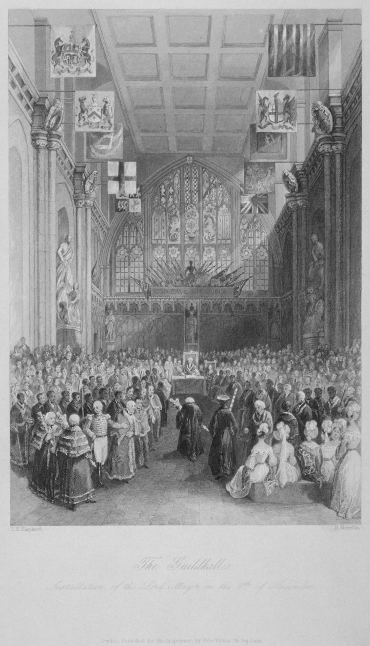 Installasjon av Lord Mayor of London i Guildhall, City of London, 1838. av Harden Sidney Melville