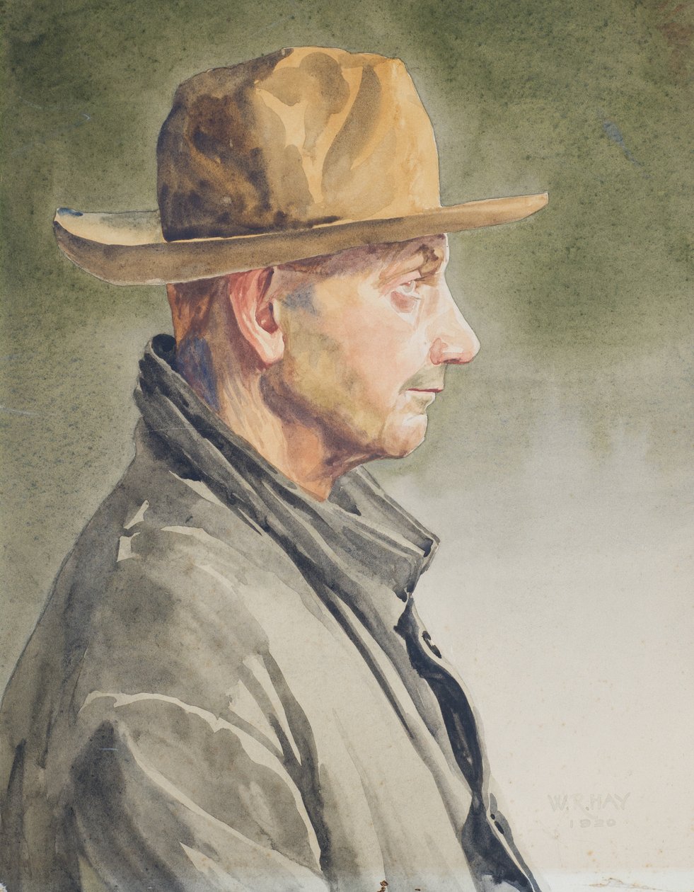 Selvportrett, 1920 (wc på papir) av Hardie William Hay