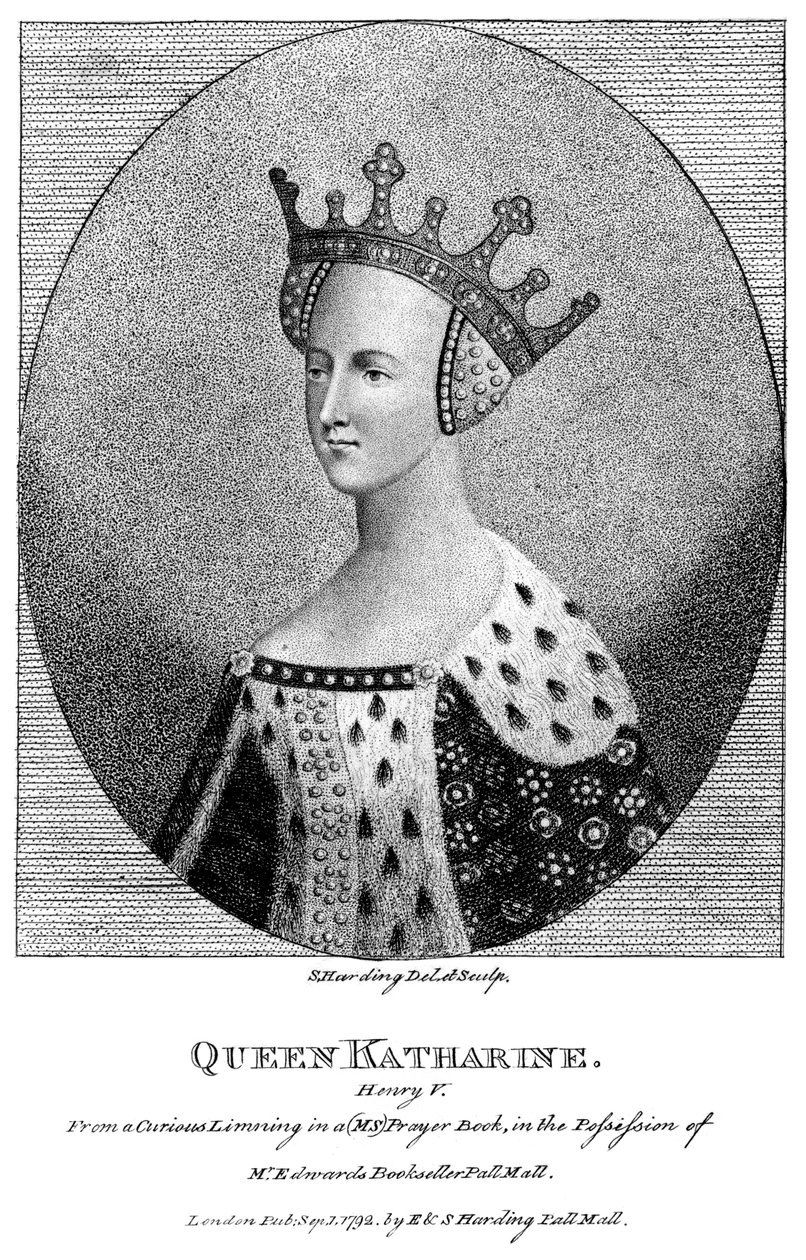Katarina av Valois 1401-1437, dronningkonsort til kong Henry V, 1792. av Harding