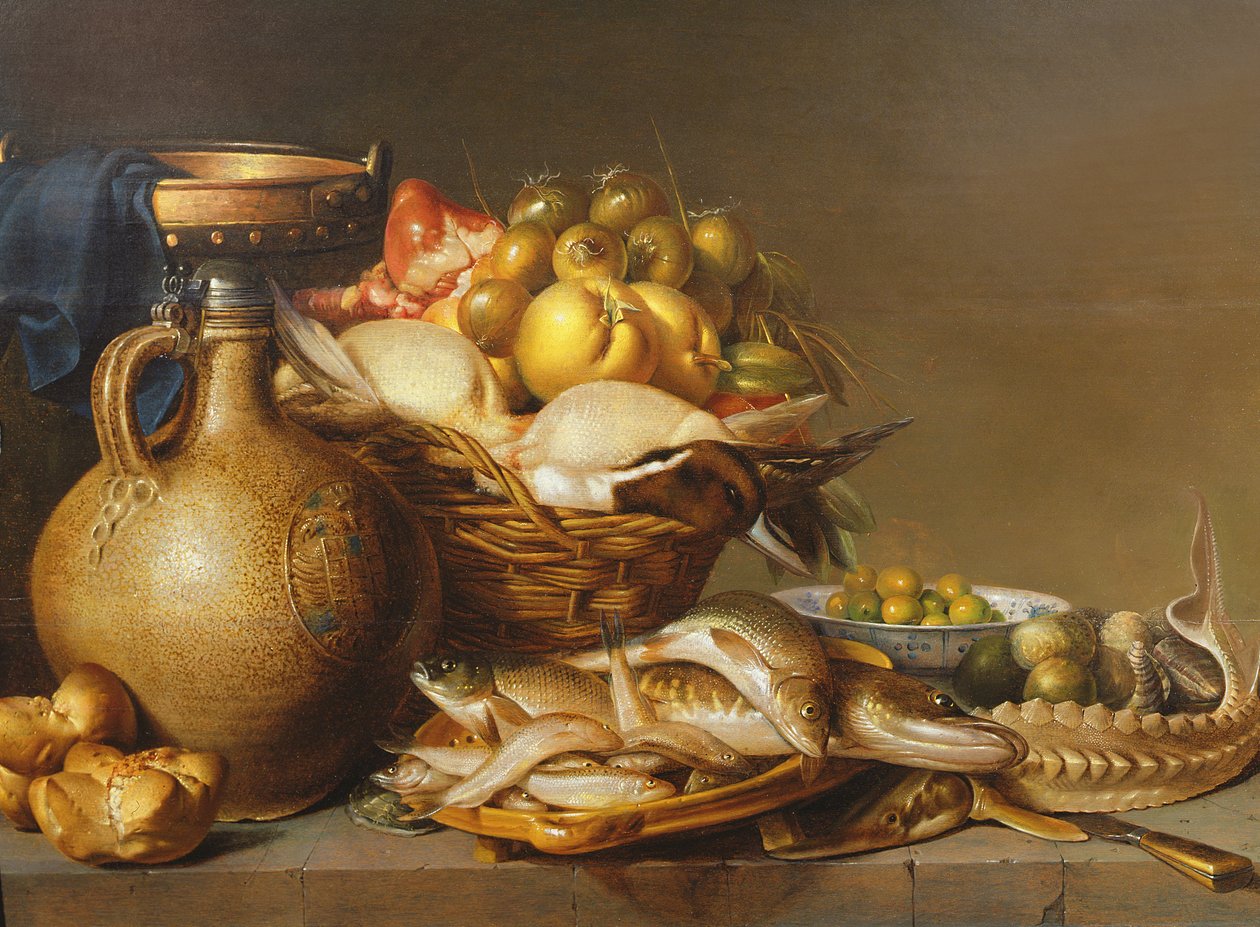 Et stilleben av fisk og annen mat av Harmen van Steenwyck