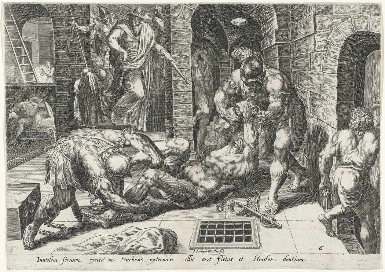 Ond tjener kastet inn i et mørkt fangehull Parable of the Talents (serietittel) av Harmen Jansz Muller