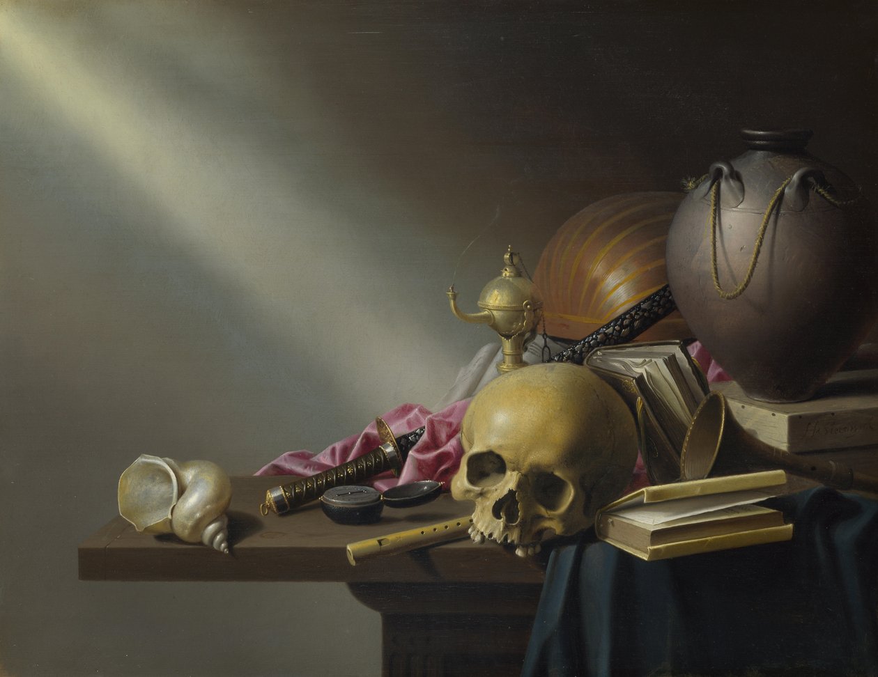 En allegori om menneskelivets forfengelighet, ca. 1640 av Harmen Steenwijck