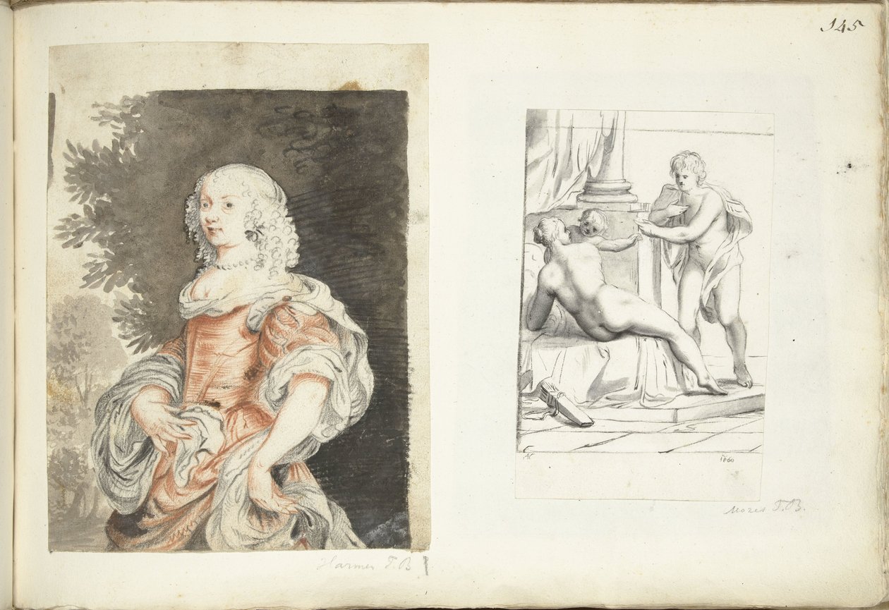 Portrett av en kvinne og Venus, Amor og Mars av Harmen ter Borch (possibly)