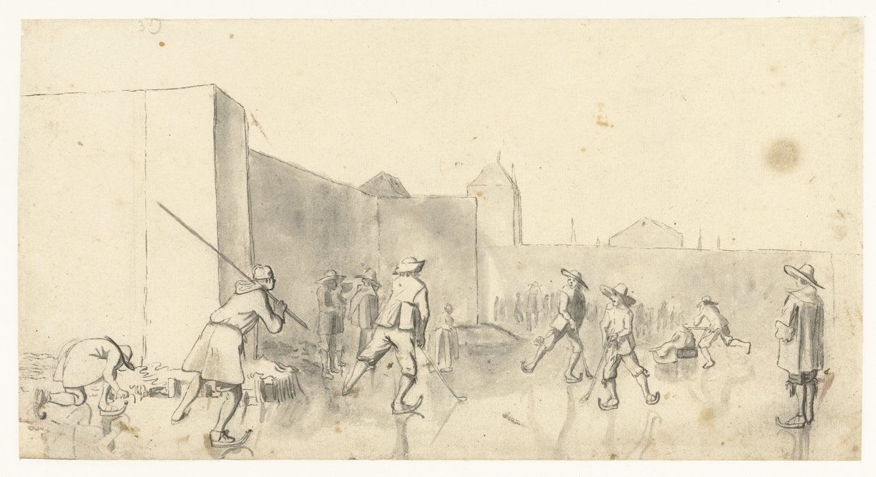 Skatere på Zijlpoort, Haarlem av Harmen ter Borch