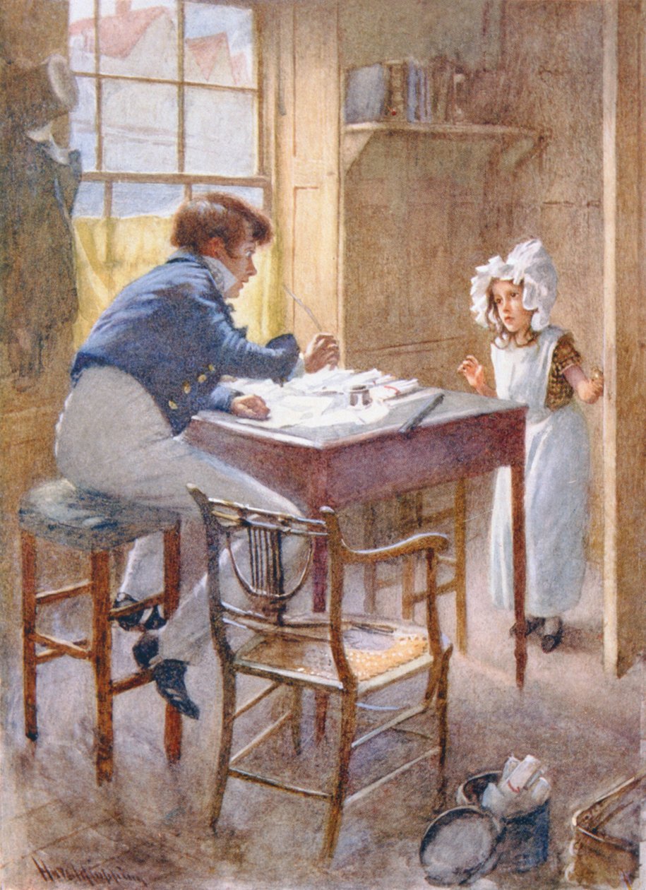 Dick Swiveler and the Marchioness, illustrasjon for 'Character Sketches from Dickens' kompilert av BW Matz, 1924 av Harold Copping