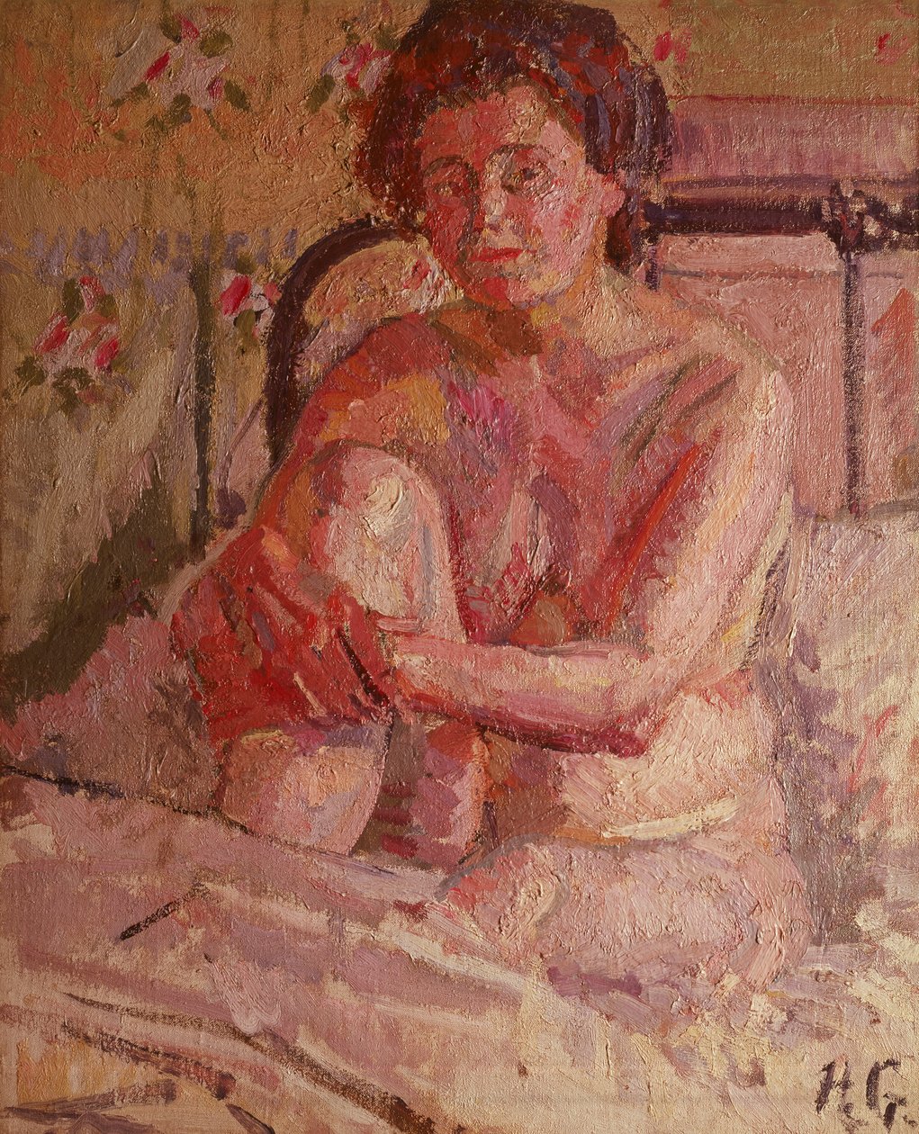 Naken på en seng av Harold Gilman