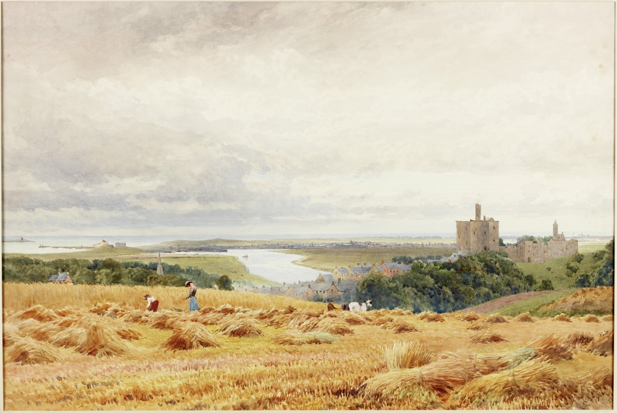 Warkworth Castle (akvarell på papir) av Harold Palmer