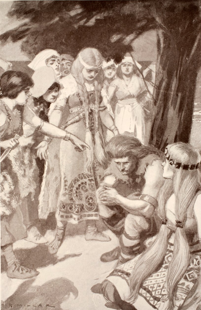 Cuchulainn irettesatt av Emer, illustrasjon fra 