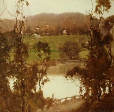 På elven Yarra nær Melbourne (akvarell) av Harold Brocklebank Herbert