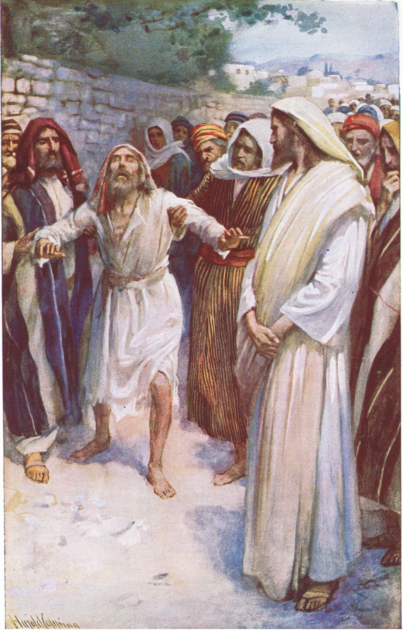 Bartimaeus, illustrasjon fra Harold Copping Pictures: The Crown Series, ca. 1920-tallet av Harold Copping