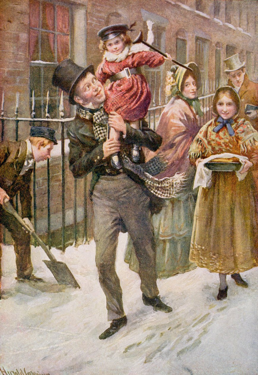 Bob Cratchit og Tiny Tim, illustrasjon for 