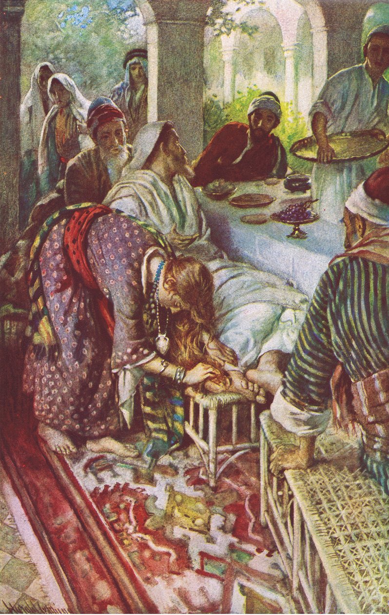 Kristus i fariseerens hus, illustrasjon fra Harold Copping Pictures: The Crown Series
