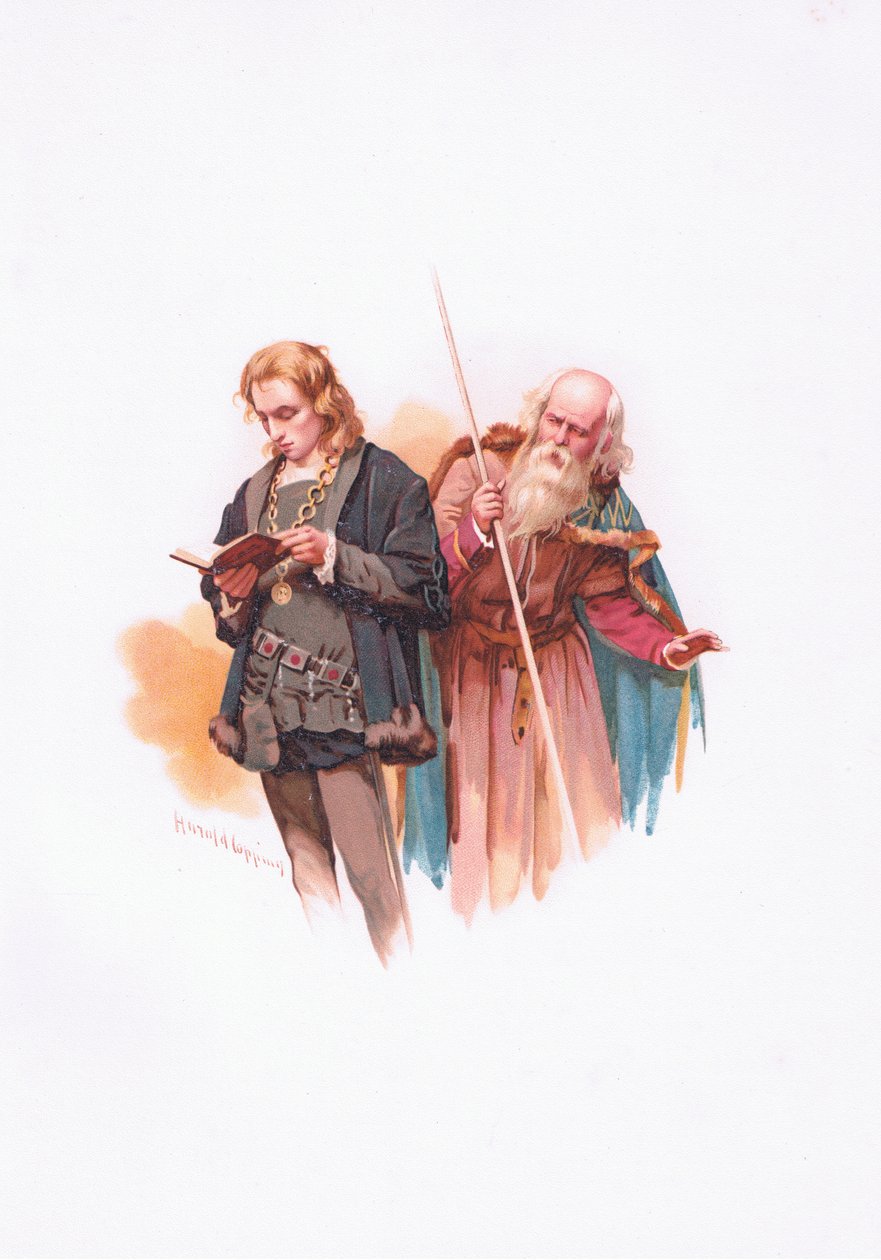 Hamlet og Polonius, illustrasjon fra Hamlet av Harold Copping