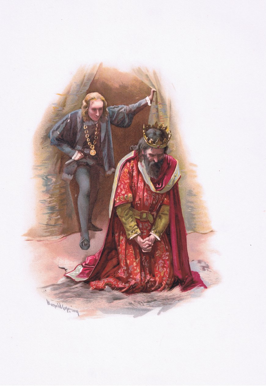 Hamlet og kongen, illustrasjon fra Hamlet av Harold Copping