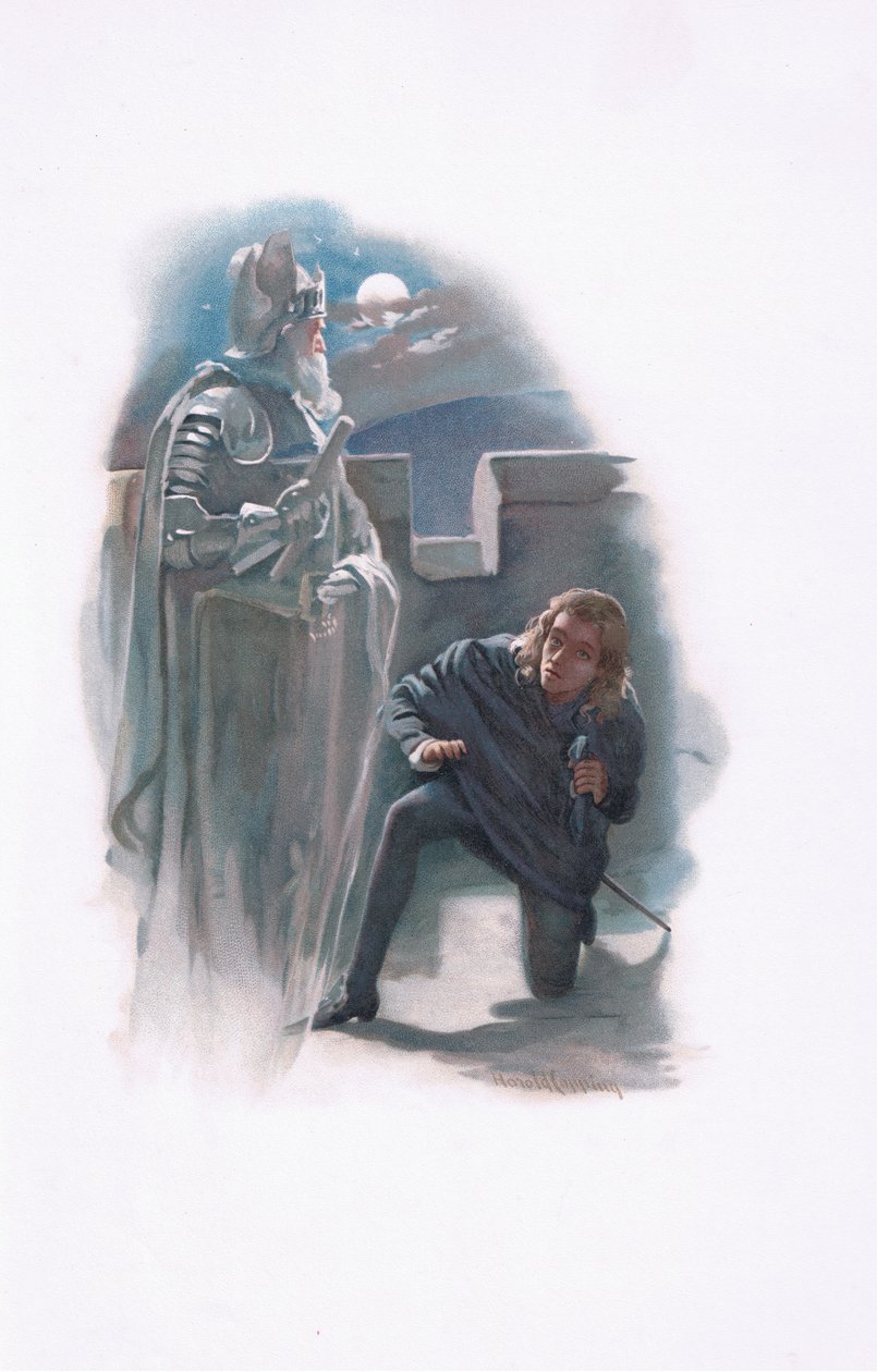 Hamlet og spøkelset, illustrasjon fra Hamlet av Harold Copping