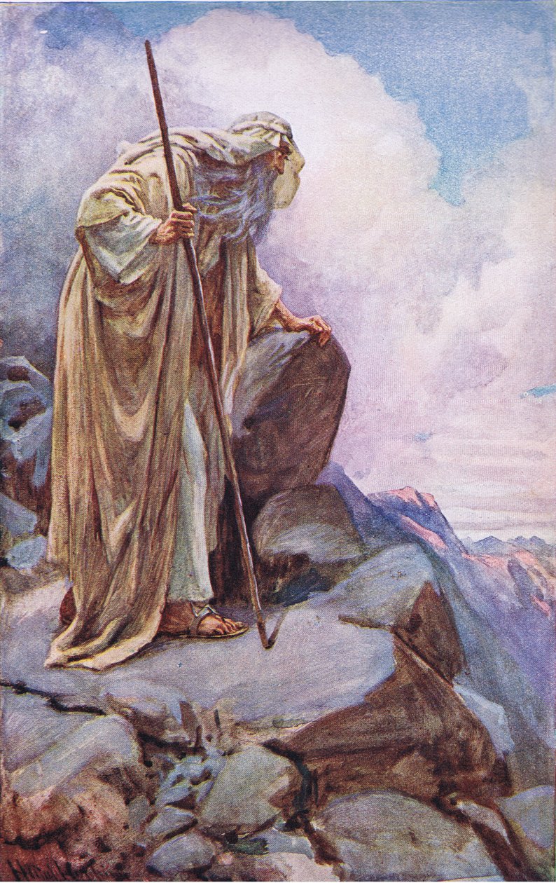 Moses of Pisgah, illustrasjon fra Pictures That Teach The Crown Series, 1920 av Harold Copping