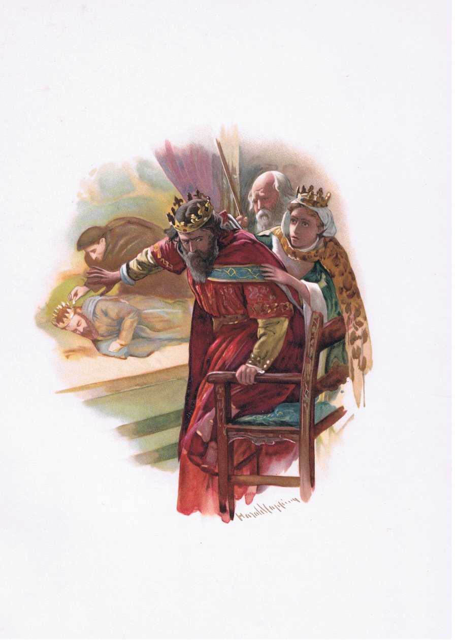 Dronning Gertrude, illustrasjon fra Hamlet av Harold Copping