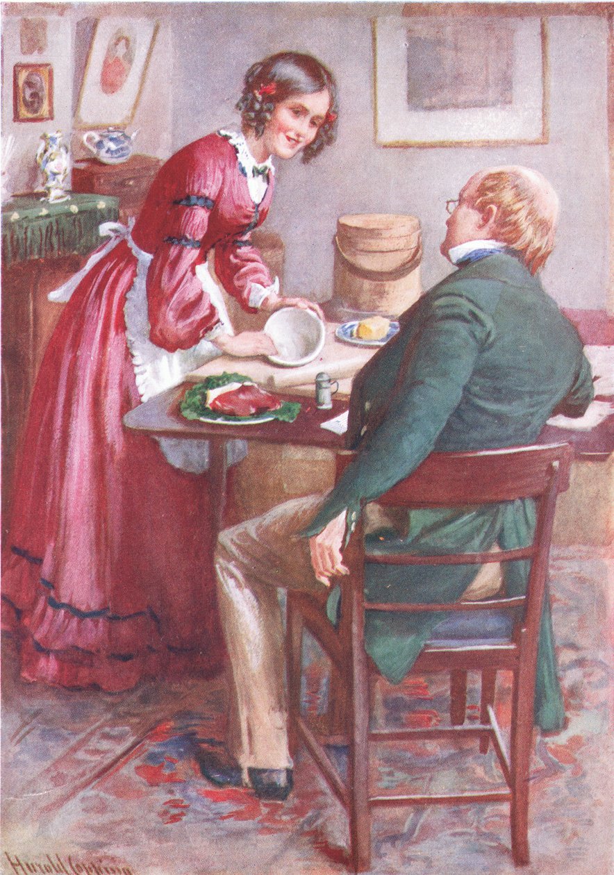 Ruth Pinch lager en pudding, illustrasjon for 