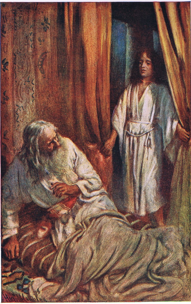 Samuel og Eli, illustrasjon fra Pictures That Teach The Crown Series, 1920 av Harold Copping