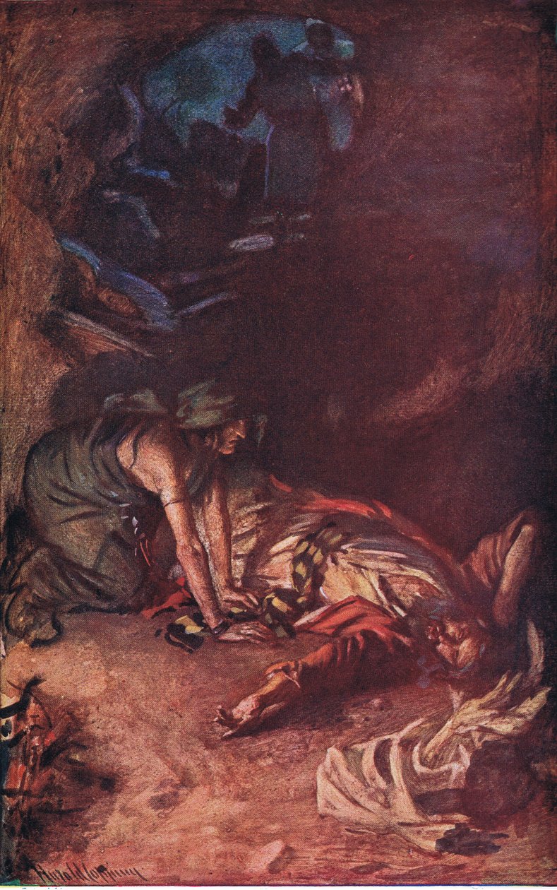 Saul og heksen, illustrasjon fra Pictures That Teach The Crown Series, 1920 av Harold Copping