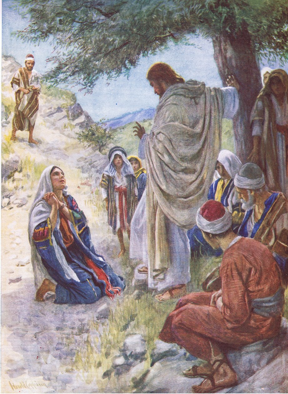 The faith of Martha, illustrasjon fra Pictures That Teach The Crown Series, 1920 av Harold Copping