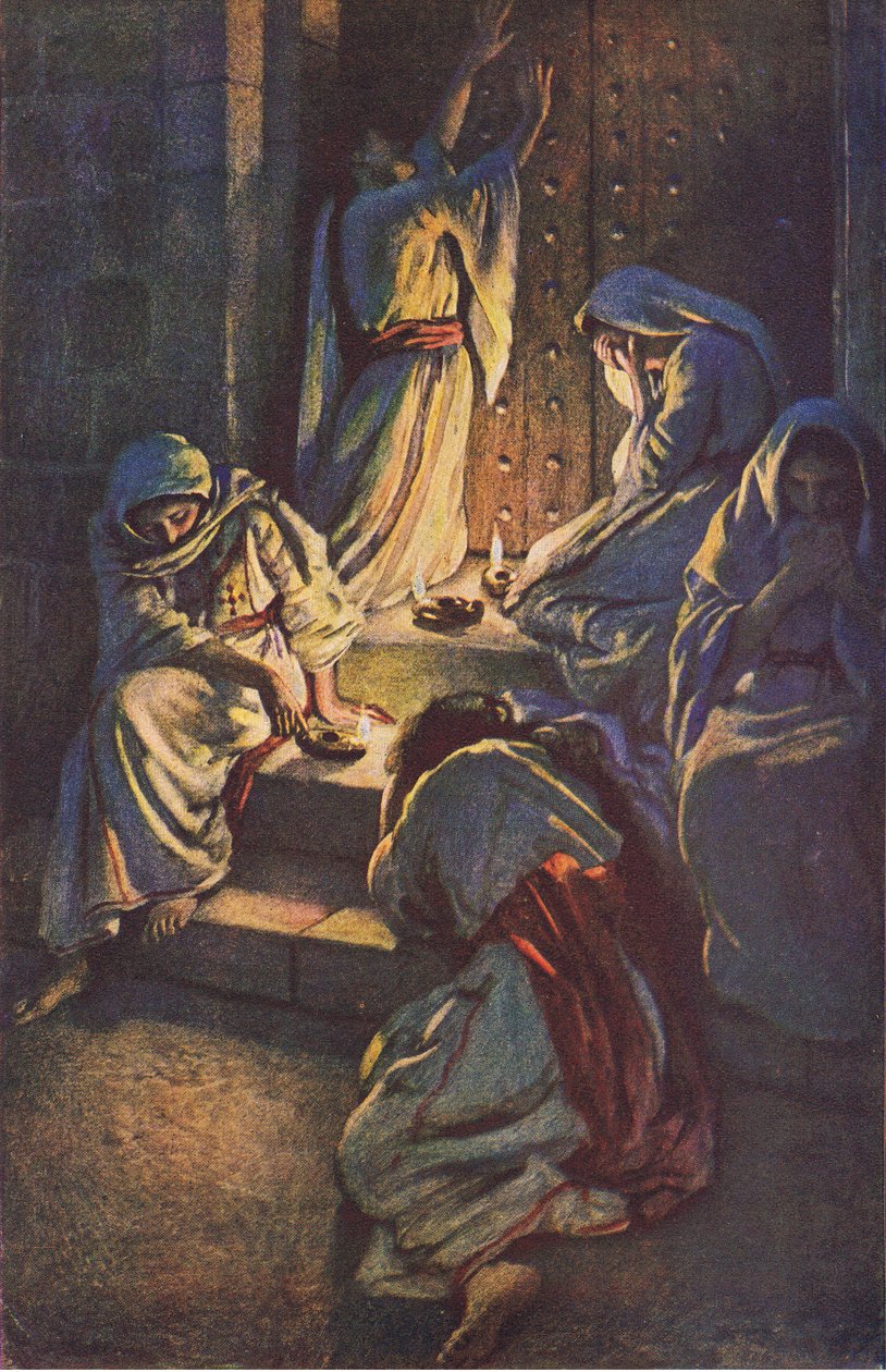 The foolish jomfruer, illustrasjon fra Harold Copping Pictures: The Crown Series, ca. 1920-tallet av Harold Copping