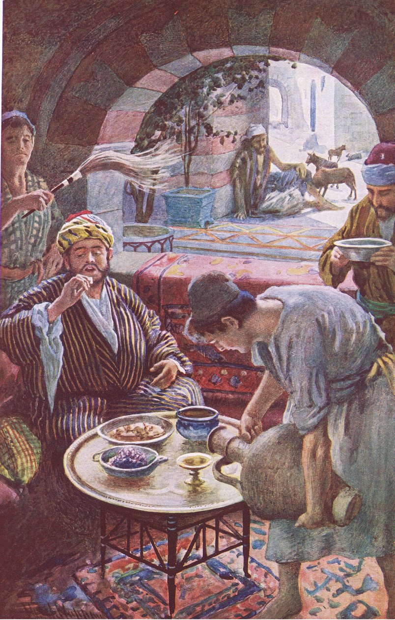 Den rike mannen og Lasarus, illustrasjon fra Harold Copping Pictures: The Crown Series, ca. 1920-tallet av Harold Copping