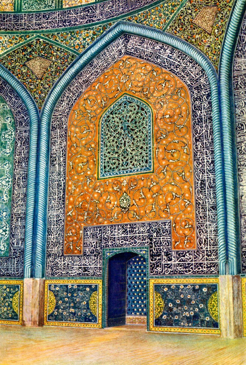 Veggpanel i moskeen til Sheikh Lutfullah, Isfahan, Iran, 1931. av Harold E Hare
