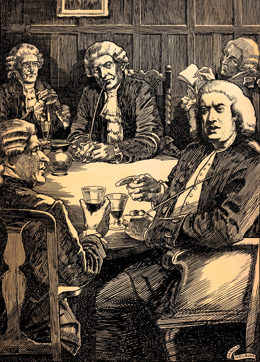 'Dr. Johnson Discoursing With His Friends', c1900, 1912 av Harold Edward Hughes Nelson