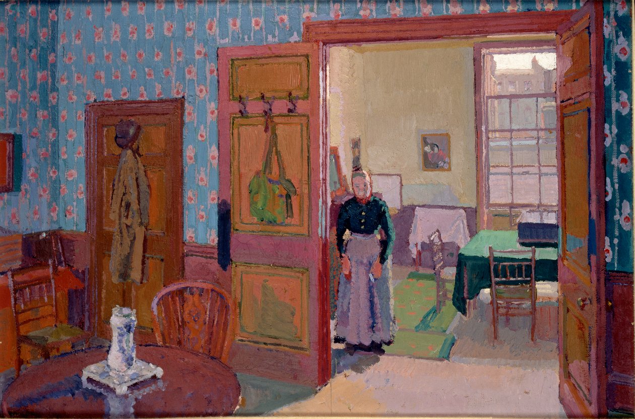 Interiør med fru Mounter, 1916-1917 av Harold Gilman
