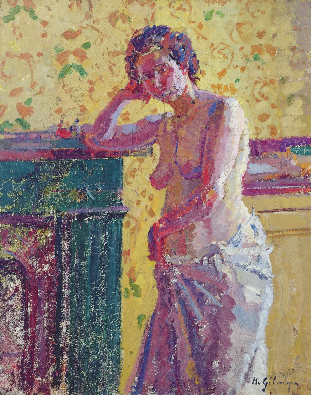 Interiør med nude (olje på lerret) av Harold Gilman